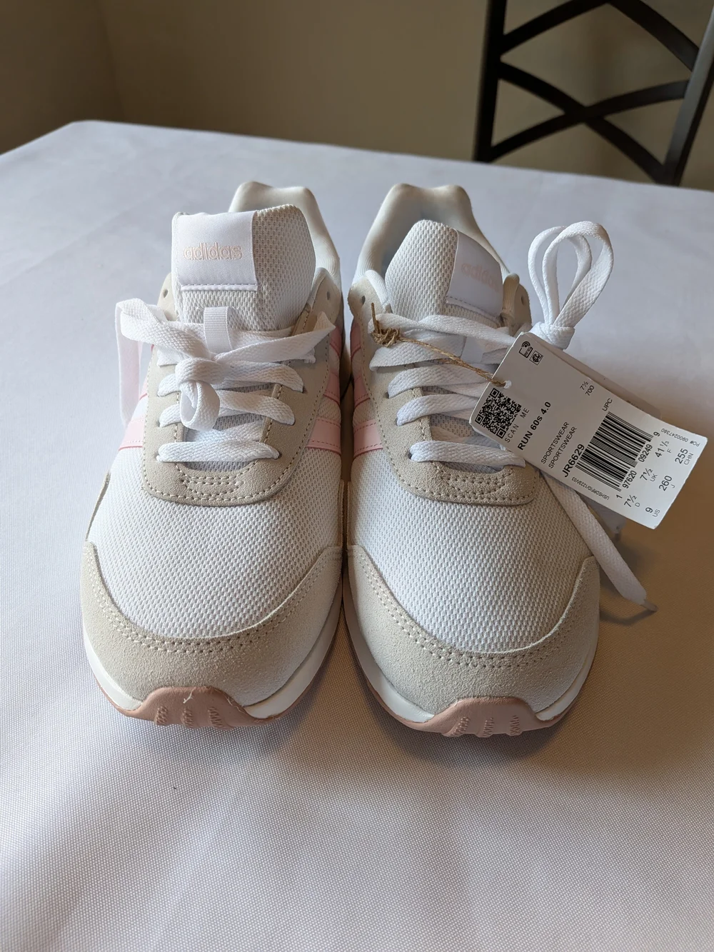 Adidas Women’s White & Light Pink Sneakers